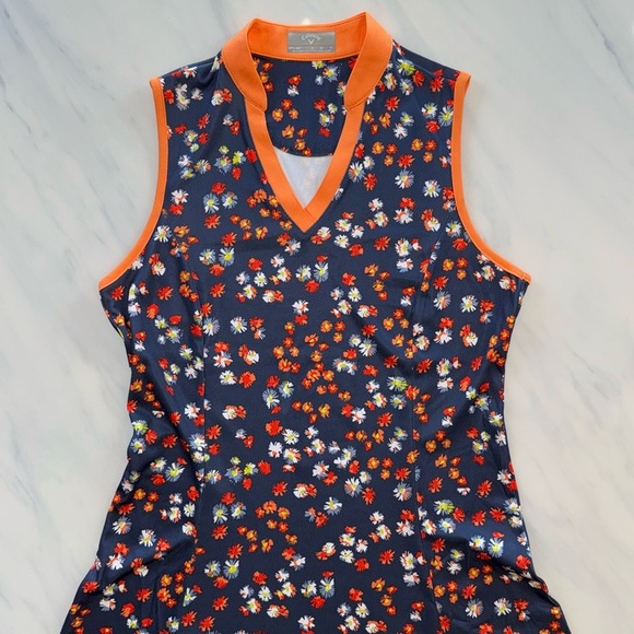 Callaway Blue and Orange Sleeveless V-Neck Sundress - Picture 4 of 10